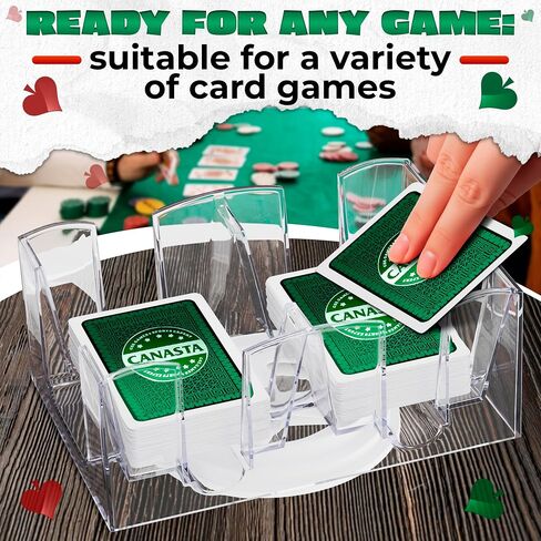 Dual Deck Revolving Card Holder - 360 Degree Poker Playing Cards Holder Canasta Card Holder Casino Accessories Acrylic Playing Card Holder for Playing Card Games - Clear Tray Poker Card Deck Holder in Saudi Arabia