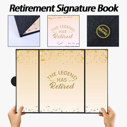 Crenics Blue and Silver Retirement Party Decorations for Women Men, Creative Retired Guest Sign in Book Alternative, The Legend Has Retired Signature Book 18" x 12", Awesome Retirement Gifts in Saudi Arabia