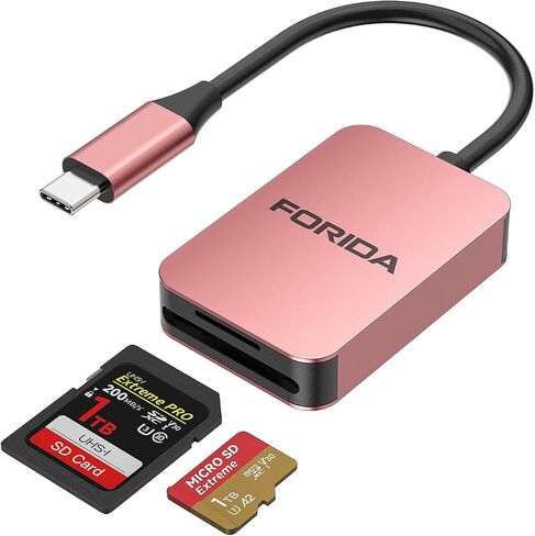 Forida USB C SD Card Reader ، USB 3.0 High Speed ​​Dual Card Adapter لـ iPhone 15 16/iPad/MacBook/Mac ، يدعم قارئ بطاقة الذاكرة بطاقة SD و TF Card 2 في وقت واحد ، محول بطاقة SD المحمولة المحمولة in Kuwait