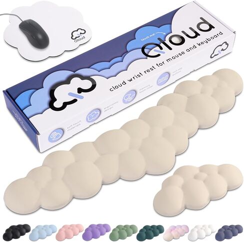 Cloud Keyboard Wrist Rest – Create-ables Qloud Cloud Wrist Rest for Computer Keyboard and Mouse, Ergonomic Memory Foam Wrist Pad with Non-Slip Base, Includes Cloud Mouse Pad – White in Kuwait