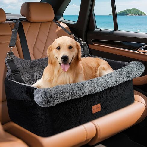 Dog Car Seat for Small/Medium Dogs up to 30lbs, Memory Foam Booster Seat with Anti-Slip Base & Storage Pockets, Washable Pet Travel Bed for Cars/Home/Travel (BlackGray) in Saudi Arabia