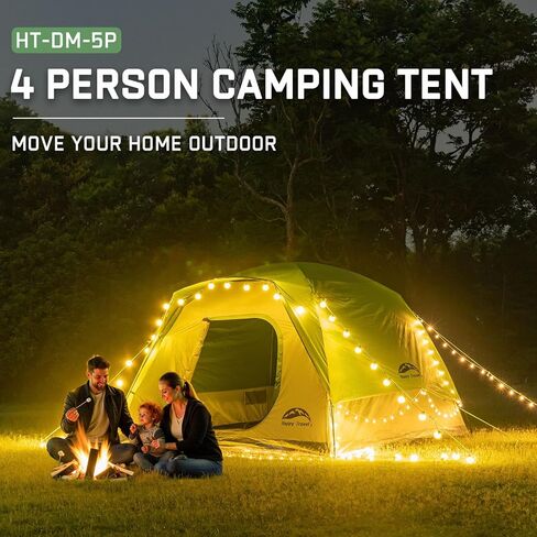 Happy Travel Camping Tent, 4/6 Person Dome Tents for Camping with Rainfly | Waterproof Clip Easy Setup Portable Family Tent with Mesh Windows, 20% More Headroom Backpacking Tents for Camping & Hiking in Kuwait