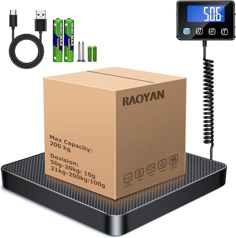 مقياس الشحن ، 440 رطل/0.5 أوقية مقياس رقمي عالية الدقة للحزم مع الحجز ، وظيفة TARE ، مقياس بريدي للأعمال التجارية الصغيرة ، الأمتعة ، الاستخدام المنزلي (تشمل البطارية وشحن كابل الشحن) in Kuwait