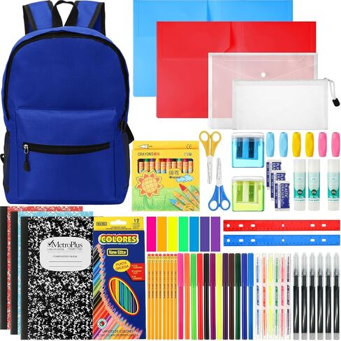 86 Pcs School Supplies Kit with Backpack Back to School Supplies Bag Set Elementary Essential Bundle Bulk for Kid Student Girl Boy Classroom School(Black) in Saudi Arabia