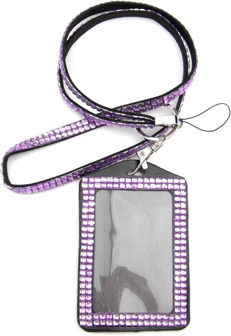 ALL in ONE Rhinestone Lanyard Bling Crystal Necklace + Card Holder for Id/Key/Cell Phone (White) in Saudi Arabia