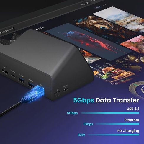 H1 11-in-1 USB C Docking Station مع مسجل صوت AI ، النسخ التلقائي والتلخيص ، HDMI 4K@60Hz ، 118W PD ، 2.5GBPS ETTERNET ، 10GBPS نقل البيانات السريعة ، SD/MICRO SD 4.0 CARD in Kuwait
