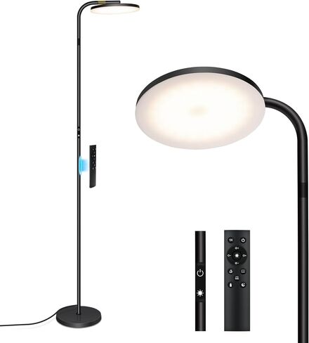 Floor Lamps for Living Room,LED 2400LM/36W Standing Lamp with Table Dimmable 69" Tall Corner Light with Remote & Touch Control &350° Rotating Head Floor Lamps for Bedroom, Office, Black in Saudi Arabia