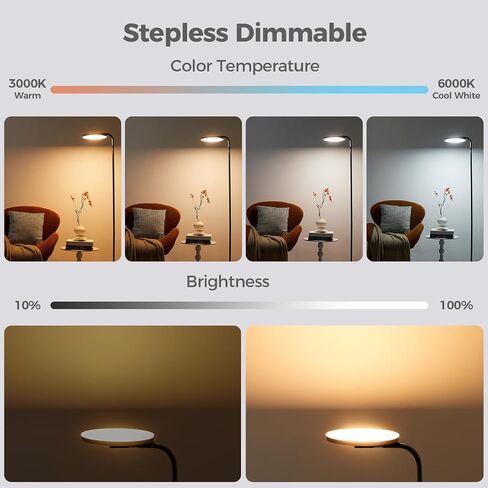 Floor Lamps for Living Room,LED 2400LM/36W Standing Lamp with Table Dimmable 69" Tall Corner Light with Remote & Touch Control &350° Rotating Head Floor Lamps for Bedroom, Office, Black in Saudi Arabia