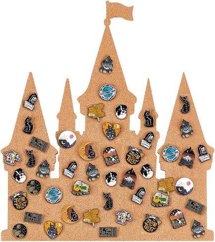 BENECREAT Black Castle Pin Board Cork Board, 14.2x11.8Inch Bulletin Display Board Wall Mounted Cork Board for Brooch Pin Collection Display, Office Home and School Decor in Saudi Arabia