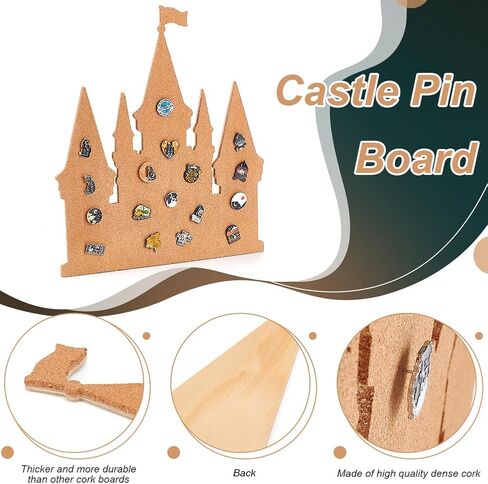 BENECREAT Black Castle Pin Board Cork Board, 14.2x11.8Inch Bulletin Display Board Wall Mounted Cork Board for Brooch Pin Collection Display, Office Home and School Decor in Saudi Arabia