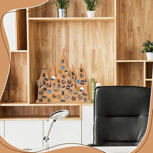 BENECREAT Black Castle Pin Board Cork Board, 14.2x11.8Inch Bulletin Display Board Wall Mounted Cork Board for Brooch Pin Collection Display, Office Home and School Decor in Saudi Arabia