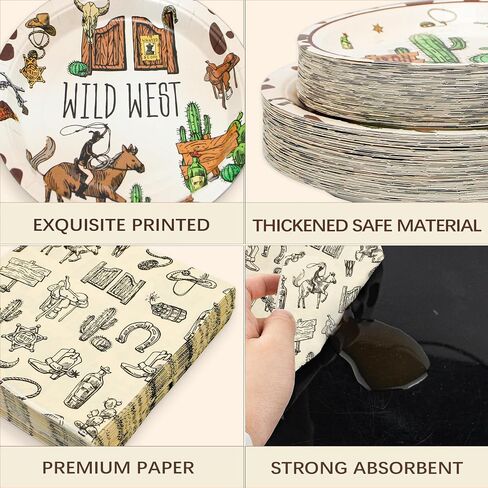 180Pcs Western Cowgirl Birthday Party Decorations My First Rodeo Theme Party Plates and Napkins Disposable Tableware Set for Wild West Cowgirl Party Decorations,Serve 60 in Saudi Arabia