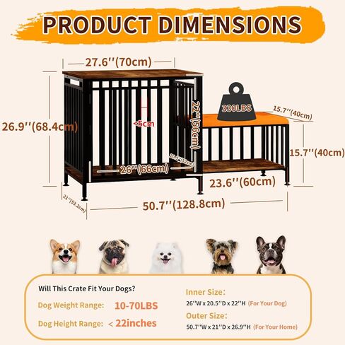Dog Crate Furniture for Small Dogs, Chew-Proof Steel-Tube Dog Cage, Indoor Pet Crate End Table with Pet Mat, Decorative Dog Kennel with Drawer in Saudi Arabia