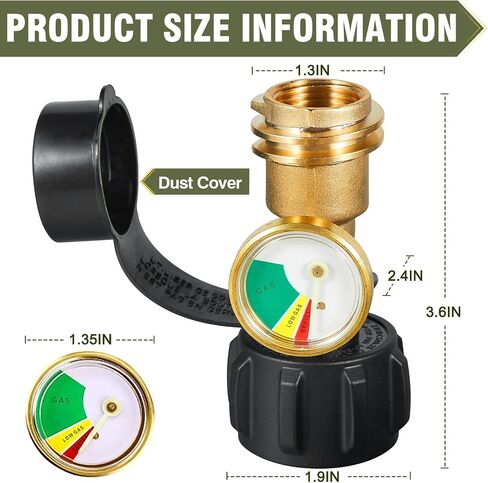 BESTFIRE Propane Refill Adapter with Valve and Gauge, Fill 1lb Bottles from 20lb Propane Tank and 1 lb Throwaway Disposable Cylinder Propane Bottle Connector Fits QCC1/Type 1 Propane Tank in Kuwait