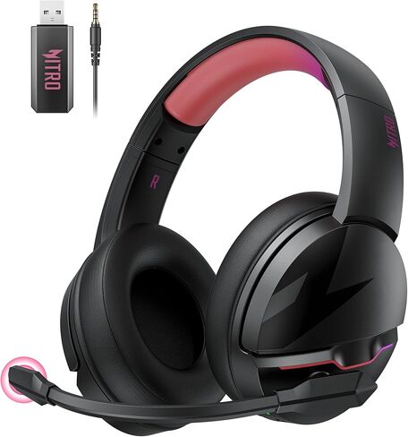 acer 2.4GHz Wireless Gaming Headset | Non-Stop 100H Battery | Dynamic 50mm Drivers | Clear Voice Mic | Bluetooth5.3, 3.5mm | Gaming Headphones for PC, Meeting, Music, PS4 & PS5 Headset- Pink in Kuwait