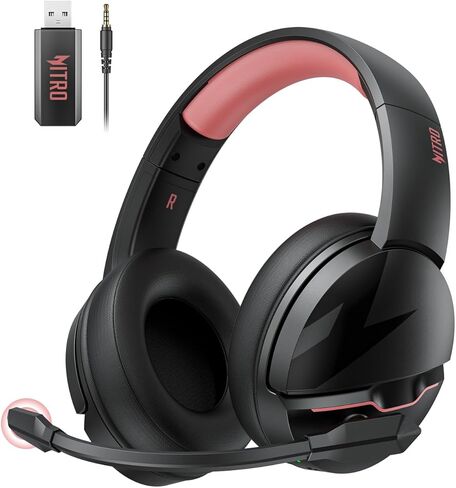 acer 2.4GHz Wireless Gaming Headset | Non-Stop 100H Battery | Dynamic 50mm Drivers | Clear Voice Mic | Bluetooth5.3, 3.5mm | Gaming Headphones for PC, Meeting, Music, PS4 & PS5 Headset- Pink in Kuwait