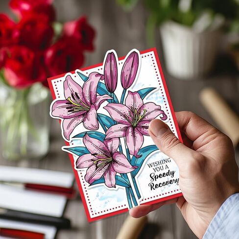 GLOBLELAND Anemone Flower Clear Stamps and Flower Blessings Cutting Dies with Hollow Out Drawing Painting Stencils for DIY Scrapbooking Photo Album Decorative Cards Making Decoration in Saudi Arabia