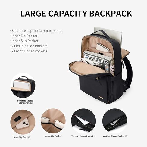 GOLF SUPAGS Stylish Laptop Backpack for Women Airline Approved Perfect for Work College and Travel Multi-Functional Casual Daypack Fits 15.6 Inch Notebook (Champagne) in Saudi Arabia