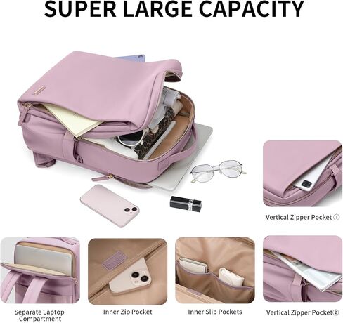 GOLF SUPAGS Stylish Laptop Backpack for Women Airline Approved Perfect for Work College and Travel Multi-Functional Casual Daypack Fits 15.6 Inch Notebook (Champagne) in Saudi Arabia