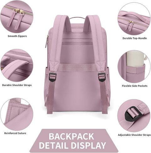 GOLF SUPAGS Stylish Laptop Backpack for Women Airline Approved Perfect for Work College and Travel Multi-Functional Casual Daypack Fits 15.6 Inch Notebook (Champagne) in Saudi Arabia