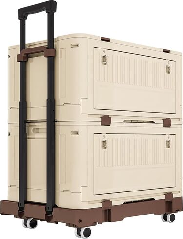 Folding Utility Cart Portable Rolling Crate,Multi Functional Collapsible Carts with 4 Wheels,2-Tier Portable Utility Cart,Adjustable Folding Trolley for Teachers,Shopping,Warehouse,Office and Outdoor in Saudi Arabia