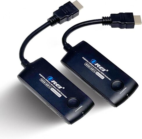 OREI Wireless HDMI Extender Transmitter & Receiver Dongle UtraHD 5.1-5.2 Ghz Up to 1080p - Upto 60 Feet - Perfect for Streaming from Laptop, PC, Cable, Netflix, YouTube, PS4 to HDTV/Projector in Kuwait