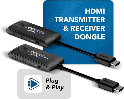 OREI Wireless HDMI Extender Transmitter & Receiver Dongle UtraHD 5.1-5.2 Ghz Up to 1080p - Upto 60 Feet - Perfect for Streaming from Laptop, PC, Cable, Netflix, YouTube, PS4 to HDTV/Projector in Kuwait