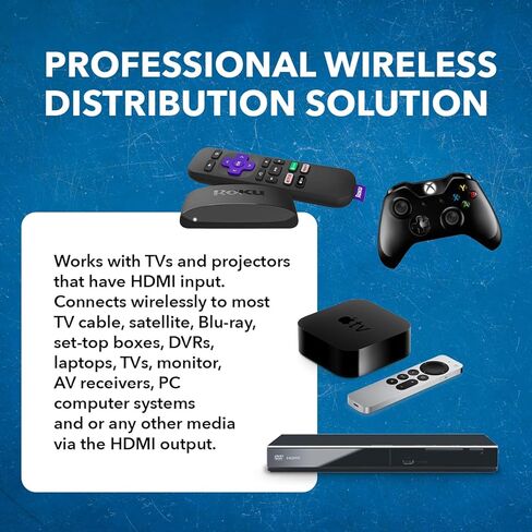 OREI Wireless HDMI Extender Transmitter & Receiver Dongle UtraHD 5.1-5.2 Ghz Up to 1080p - Upto 60 Feet - Perfect for Streaming from Laptop, PC, Cable, Netflix, YouTube, PS4 to HDTV/Projector in Kuwait