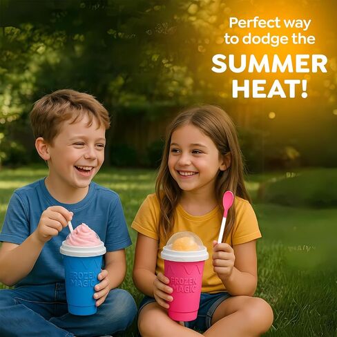 صانع صانع Slushy Squeeze Cup ، كوب مضغوط عصير محمول للعصائر ، الحليب والآيس كريم ، طبقات مزدوجة السيليكا مع الغطاء والقش للأطفال والأصدقاء والعائلة (الأزرق) بواسطة Sub Zero Slush Snow كثيرًا in Kuwait