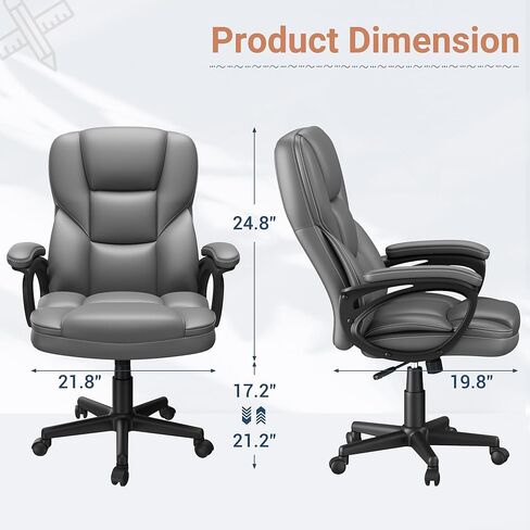 كرسي المكتب التنفيذي لشاهو ، باو كرسي بذراعين مريح للمكتب المنزلي مع عجلات ، أسود داكن in Kuwait