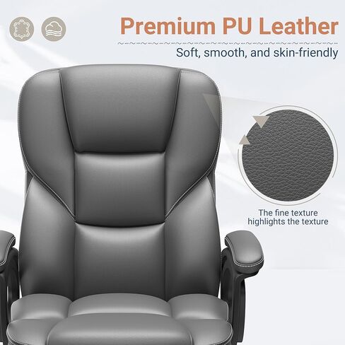 كرسي المكتب التنفيذي لشاهو ، باو كرسي بذراعين مريح للمكتب المنزلي مع عجلات ، أسود داكن in Kuwait