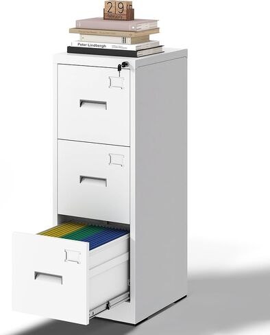 Mobile Metal File Cabinet with Lock - Under Desk, 2 Drawer Rolling File Cabinet for Home Office - Steel, Small, Black (Fully Assembled Except Wheels) in Saudi Arabia
