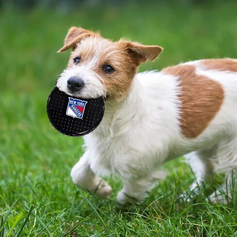 Pets First NHL NY Rangers Hard-Nylon Bacon-Flavored Hockey-Puck Chew Toy, Indestructible Dog and Cat Chewy Toy, Tug, Fetch Toy, Sporty Fun Toy for Dogs in Saudi Arabia