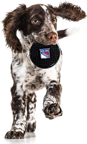 Pets First NHL NY Rangers Hard-Nylon Bacon-Flavored Hockey-Puck Chew Toy, Indestructible Dog and Cat Chewy Toy, Tug, Fetch Toy, Sporty Fun Toy for Dogs in Saudi Arabia