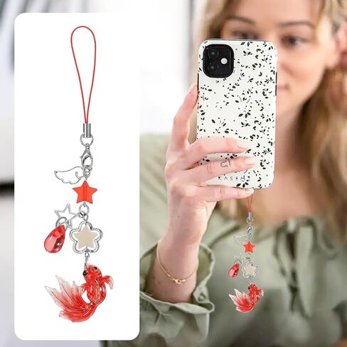 4pcs لطيف الهاتف سحر Mobile Koi Star Decor Decor Decord قابلة للفصل سحر مزخرف بحزام مكافحة السرقة لحقيبة الهواتف الخلوية مناسبة لمحفظة ظهر مفتاحية الديكور النساء in Kuwait