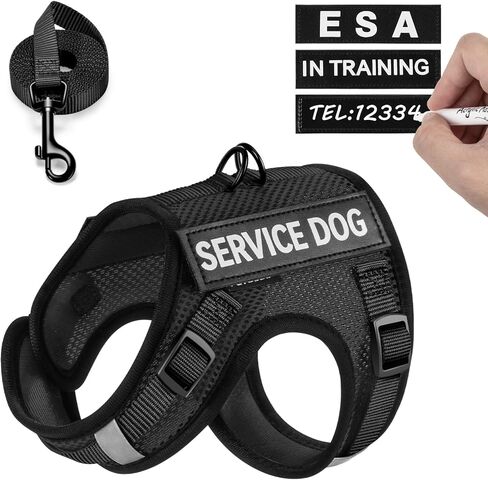 FAYOGOO Service Dog Vest for Small Dogs - Air Mesh Breathble Emotional Support Animal Vest with DIY Removable Patches - Puppy Harness and Leash Set Adjustable Neck and Chest in Saudi Arabia