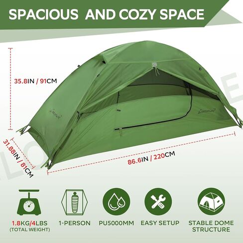 Clostnature Crux Lightweight Tent for Backpacking - 1/2/3/4 Person Ultralight Backpacking Tent, Waterproof Easy Setup Camping Tent, Hiking Tent for Outdoor, Hiking and Mountaineering in Kuwait