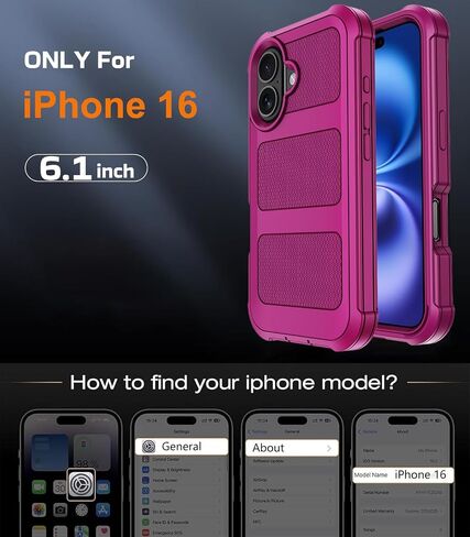للحصول على قضية iPhone 16 مع حامي شاشة 2x + [Kickstand & Belt Clip Holster] ، فإن حماية قطرة العسكرية العسكرية المصدّة الثقيلة للهاتف المقاوم للصدمات في iPhone 16 6.1 " in Kuwait