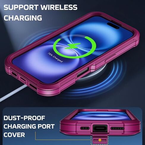 للحصول على قضية iPhone 16 مع حامي شاشة 2x + [Kickstand & Belt Clip Holster] ، فإن حماية قطرة العسكرية العسكرية المصدّة الثقيلة للهاتف المقاوم للصدمات في iPhone 16 6.1 " in Kuwait