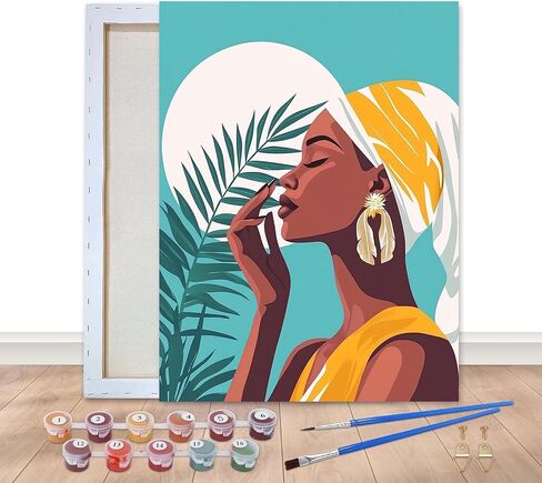 Bimkole Framed Paint by Numbers Kit for Adults Cat, DIY Oil Painting on Canvas with Frame, Flowers Paint by Numbers Set for Home Wall Decor 8x8 Inch/20x20 cm in Saudi Arabia