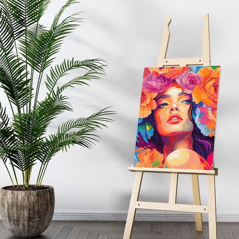 Bimkole Framed Paint by Numbers Kit for Adults Cat, DIY Oil Painting on Canvas with Frame, Flowers Paint by Numbers Set for Home Wall Decor 8x8 Inch/20x20 cm in Saudi Arabia