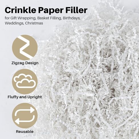 5OZ Crinkle Paper Filler - Easter Grass Basket Filler White Crinkle Cut Paper Shred Filler for Gift Baskets for Christmas Wedding Birthday Bridesmaid Gifts, Packing Cushion Stuffing for Craft in Saudi Arabia