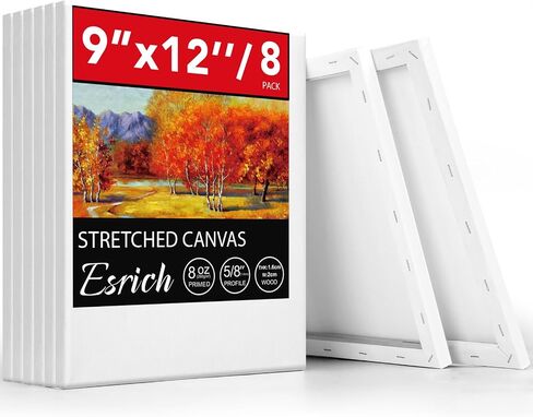 ESRICH 10x10 Stretched Canvas for Painting, 10 Pack Square Canvas for Painting Primed Acid-Free Framed Blank Canvas, Art Canvases for Beginners & Artists to Paint Oil, Acrylic, Pouring Painting. in Kuwait