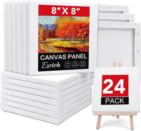 ESRICH 10x10 Stretched Canvas for Painting, 10 Pack Square Canvas for Painting Primed Acid-Free Framed Blank Canvas, Art Canvases for Beginners & Artists to Paint Oil, Acrylic, Pouring Painting. in Kuwait