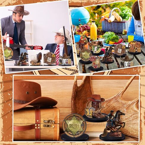 12 PCS Western Cowgirl Menced Centerces Wild West Party Decorations Pink Western Wooden Centers for Tables for Cowgirl Party Decoration in Kuwait