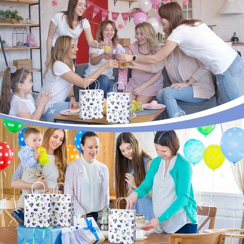 تشيسونج 24 PCS الأزهار الأكياس الأكياس السائبة يوم الأم مائي أكياس الهدايا الورقية ذات الألوان المائية مع مقابض الحفلات الصيفية الربيع لحفلة عيد ميلاد حفل زفاف استحمام الطفل in Saudi Arabia