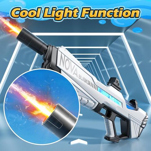 Skirfy Electric Water Gun for Kids Adults with Led Light, Outdoor Automatic Suction Squirt Guns Muzzle Flame, Water Guns Summer Beach Pool Lawn Party Games（White） in Saudi Arabia
