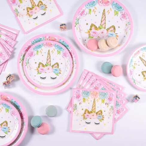 Girls Birthday Party Supplies Including Plates Cups Straws Tablecover for Pink Birthday Party Serve 16 Guests in Saudi Arabia