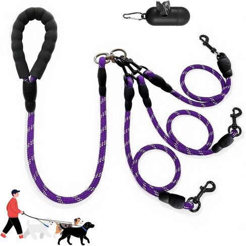 مقود 3-Dog-Dog-dog-حبل رئيسي مع مقبض مبطن ، وثلاثة مقاطع مقود قابلة للفصل ، مقطع شاق ، 4.76 قدم للمشي ، الجري ، الكلاب الصغيرة ، المتوسطة ، الكلاب الكبيرة (أخضر) in Kuwait