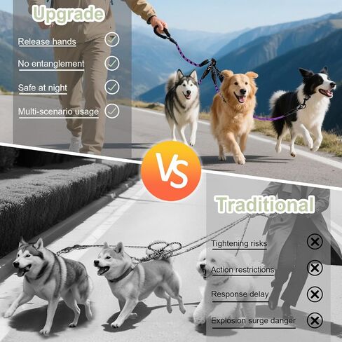 مقود 3-Dog-Dog-dog-حبل رئيسي مع مقبض مبطن ، وثلاثة مقاطع مقود قابلة للفصل ، مقطع شاق ، 4.76 قدم للمشي ، الجري ، الكلاب الصغيرة ، المتوسطة ، الكلاب الكبيرة (أخضر) in Kuwait
